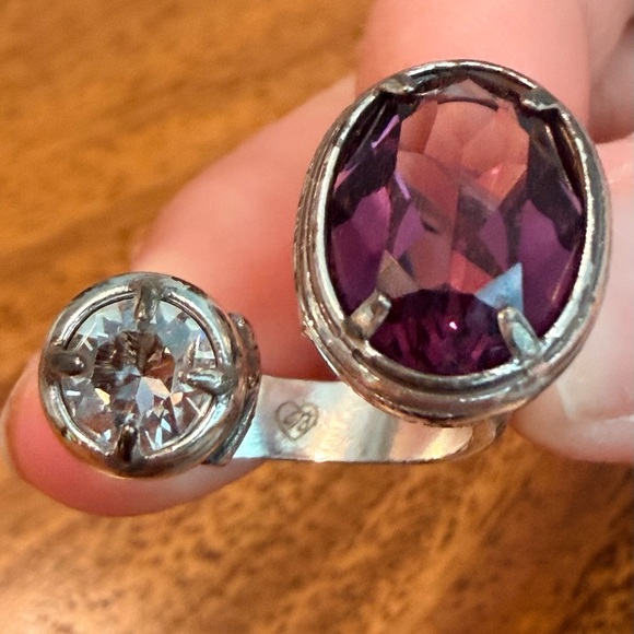 Brighton Purple & clear Swarovski crystal Faceted Statement Ring – Size 8 – GUC - Picture 8 of 9